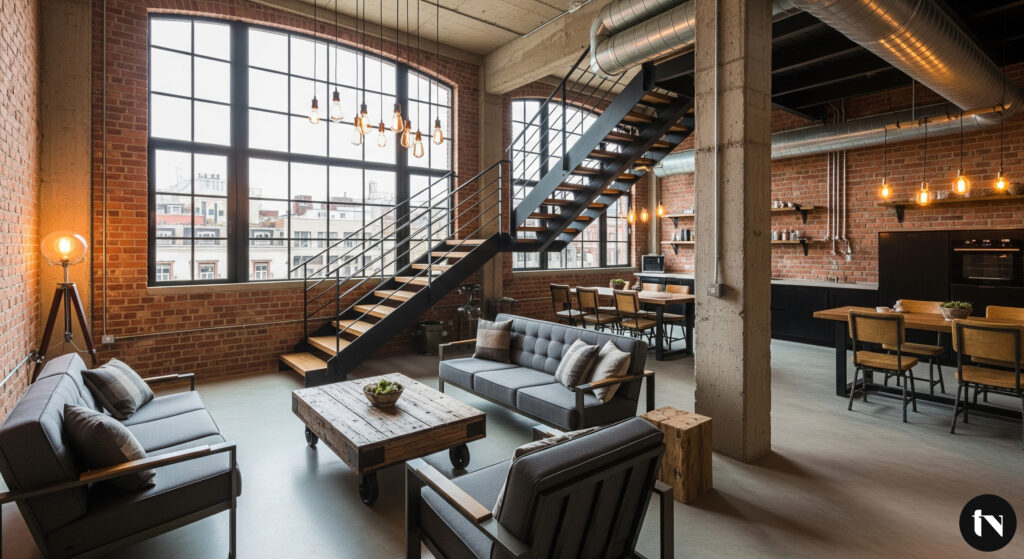 Projekt wnętrza w stylu industrialnym