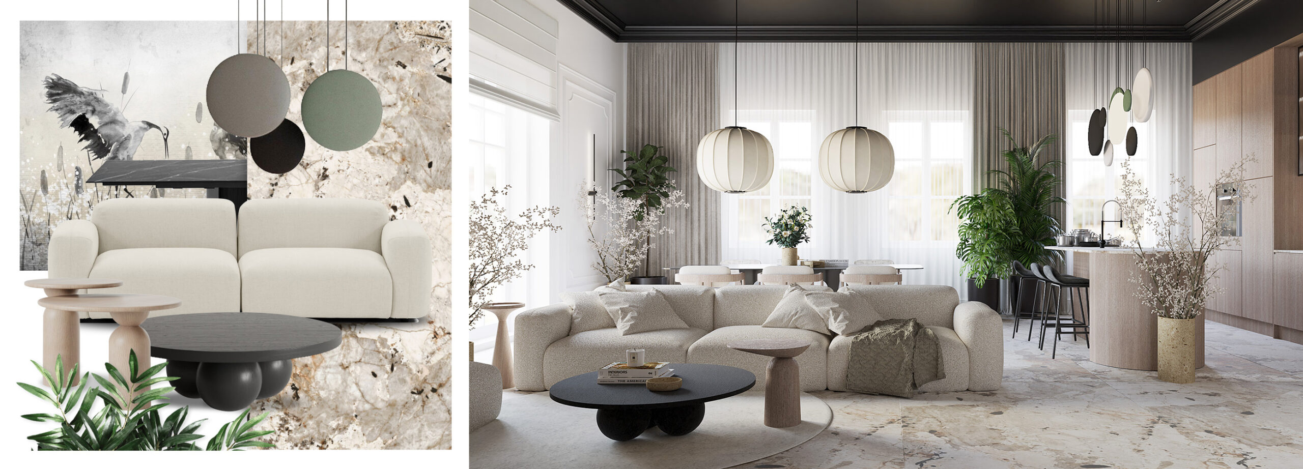 Moodboard wnętrz - japandi