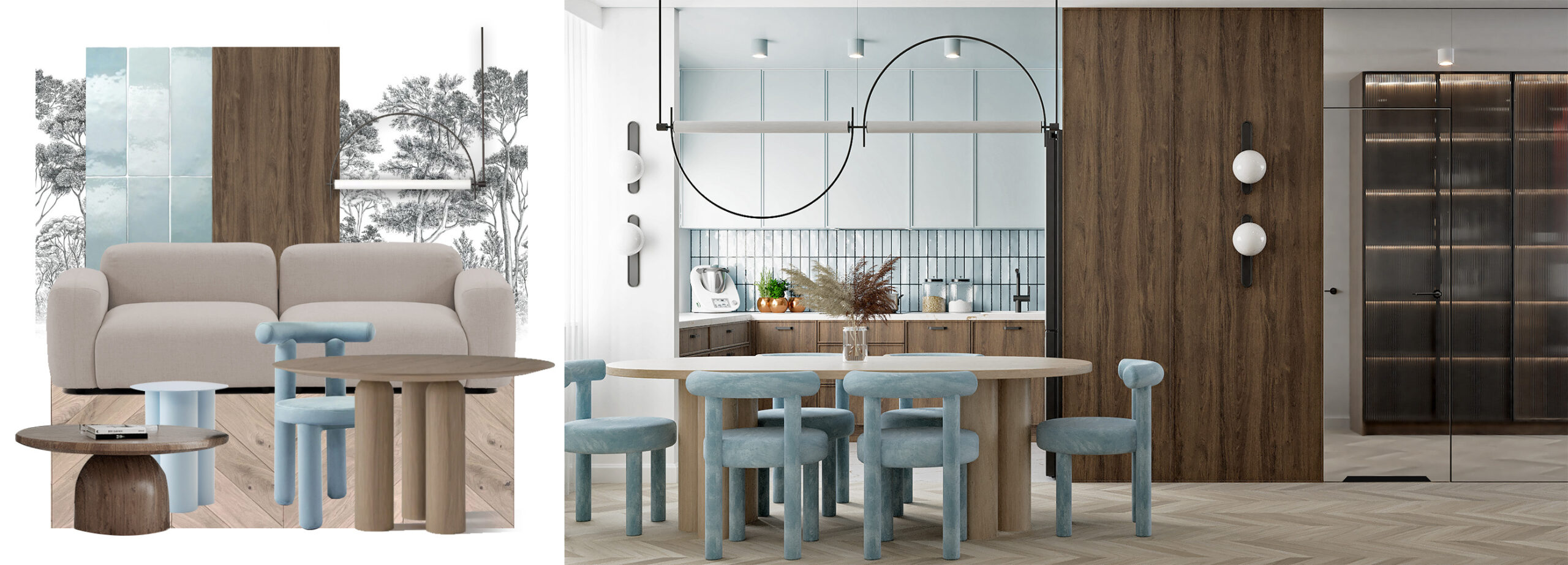 Moodboard wnętrz - pastelowe