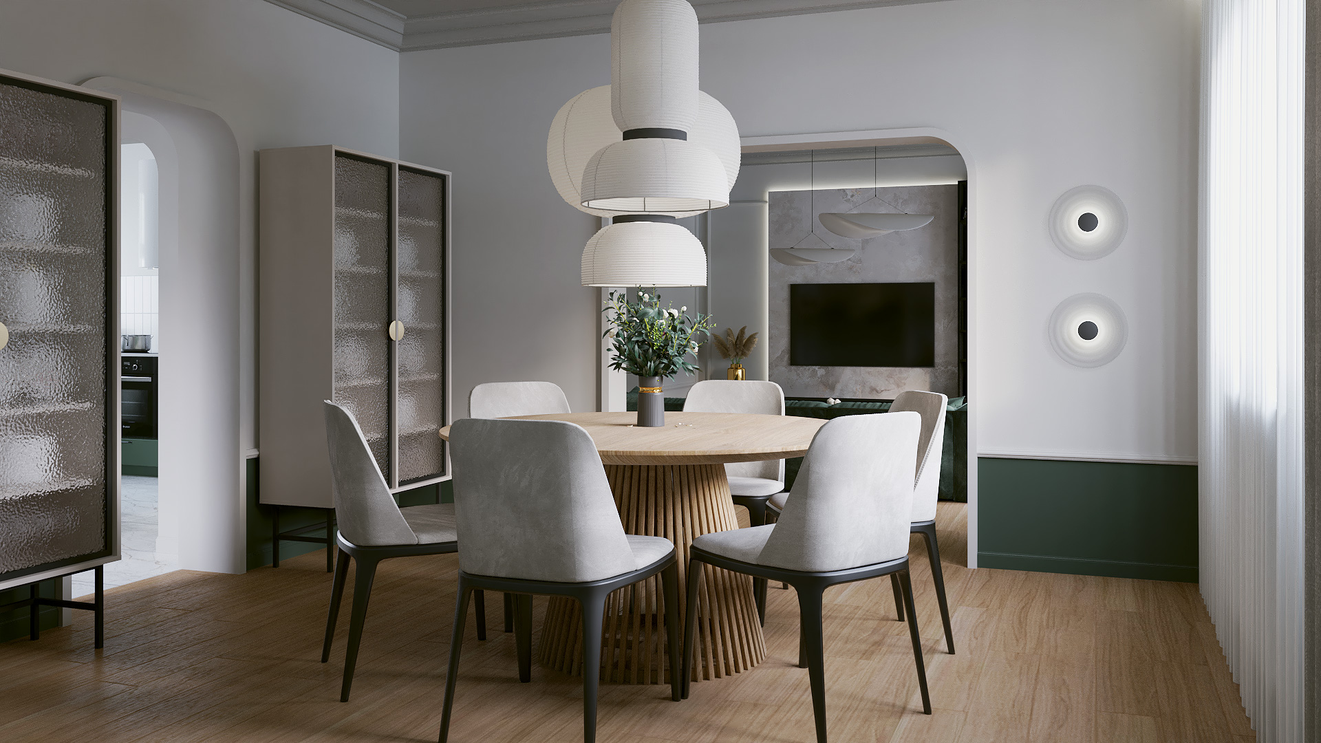 Projekt salonu z zielonymi akcentami